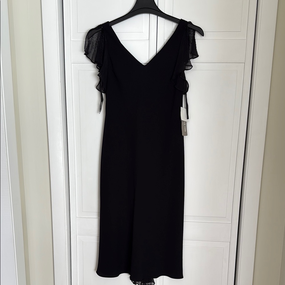 Jones New York Black Sheath Dress with Flutter Cap Sleeves